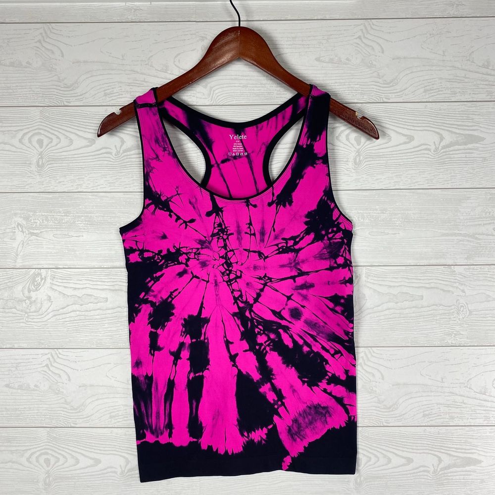 Racerback Tie Dye Active Yoga Tank Hot Pink S/M